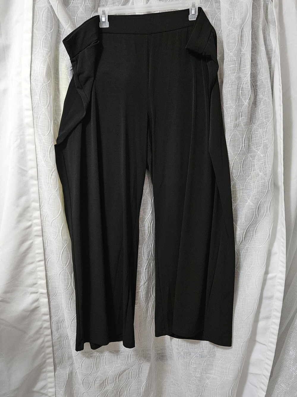 Susan Graver Liquid Knit Women's Black Wide-Leg Pull-On Pants 3x Petite